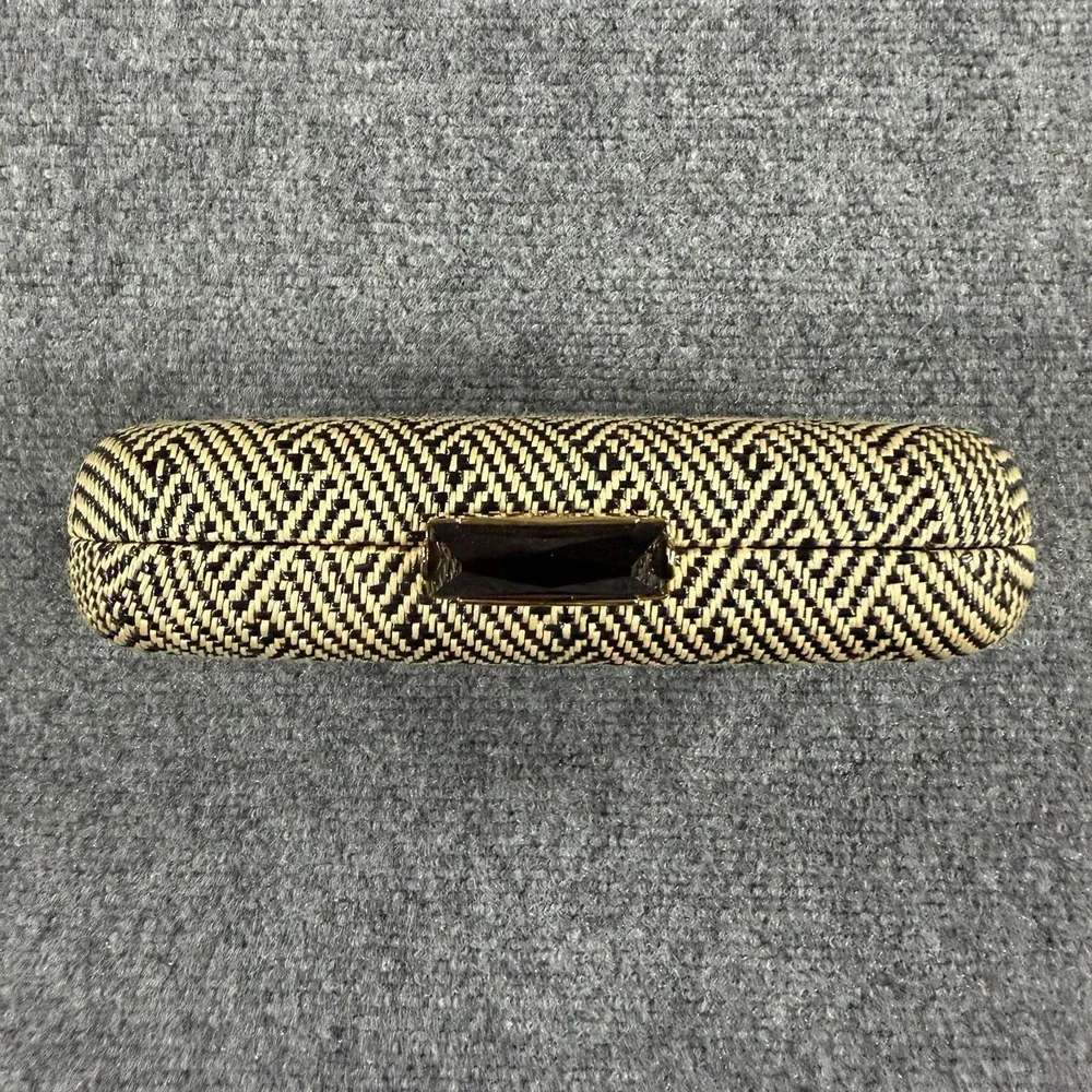 Kotur Clutch Woven Rattan Wicker Gold Clasp Hard Shell Vintage Luxury